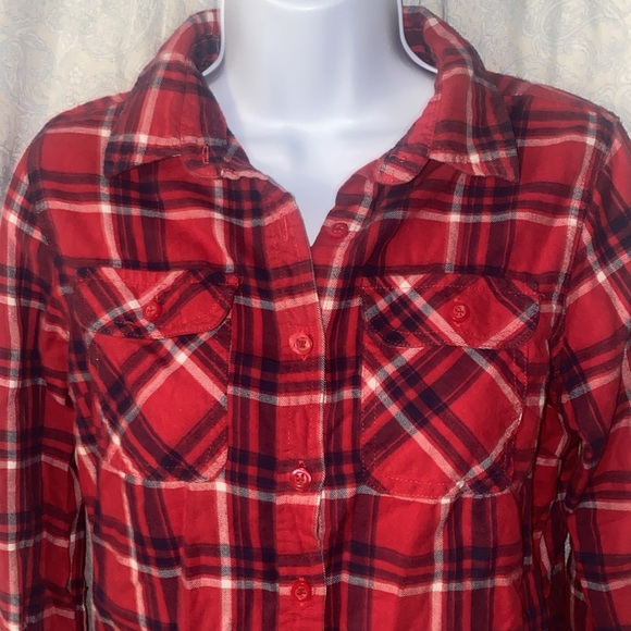The Blue Age Size M Long Sleeve Button-Down Red Flannel Shirt - Picture 2 of 4